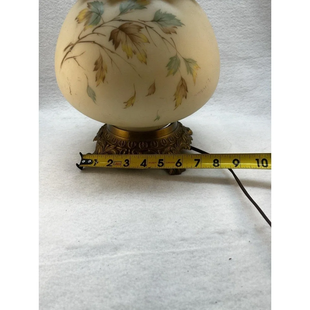 Parlor Lamp-Gone with The Wind -Hand Painted Globe- For Parts- Maple Leaves- VTG